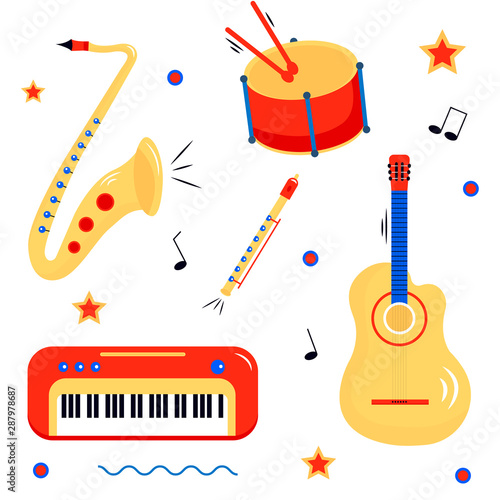 Set of fun musical instruments