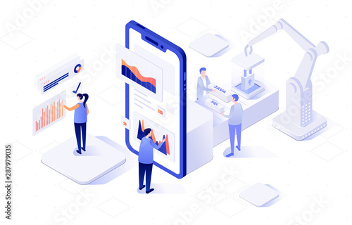 Vector isometric illustration of an front-end and back-end