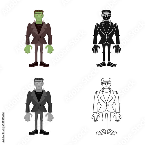 Isolated object of green and ghost logo. Set of green and demon stock vector illustration.