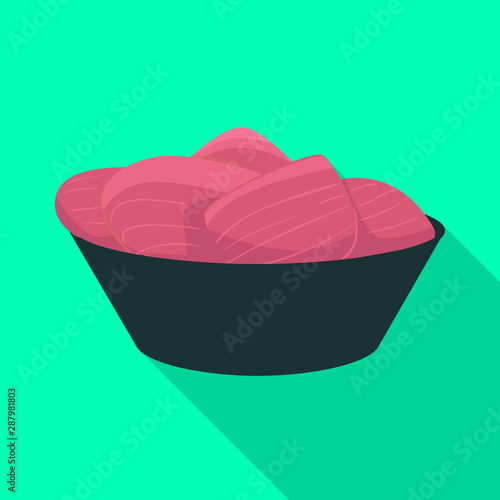 Vector design of ginger and sushi logo. Set of ginger and pickled vector icon for stock.