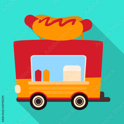 Isolated object of trailer and hotdog symbol. Set of trailer and food stock vector illustration.