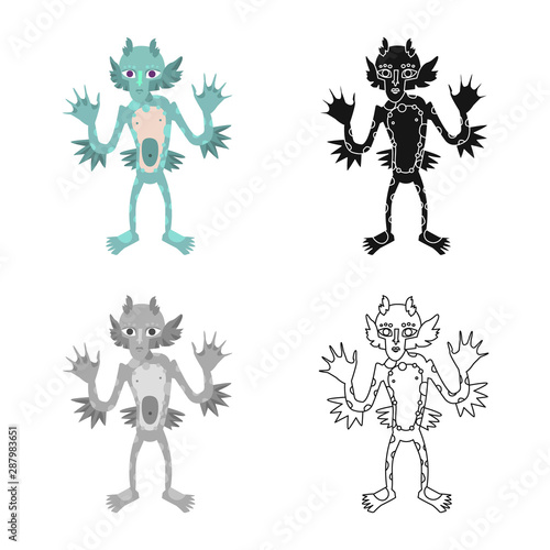 Isolated object of demon and aquatic logo. Set of demon and merman vector icon for stock.