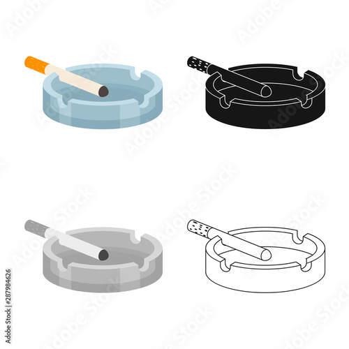 Vector illustration of ashtray and cigarette logo. Collection of ashtray and trash stock symbol for web.