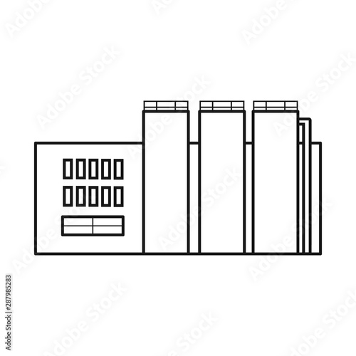 Vector illustration of factory and distillery sign. Set of factory and production stock symbol for web.