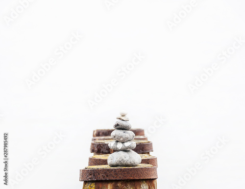 Canvas Print Balancing Round Stones Stacked