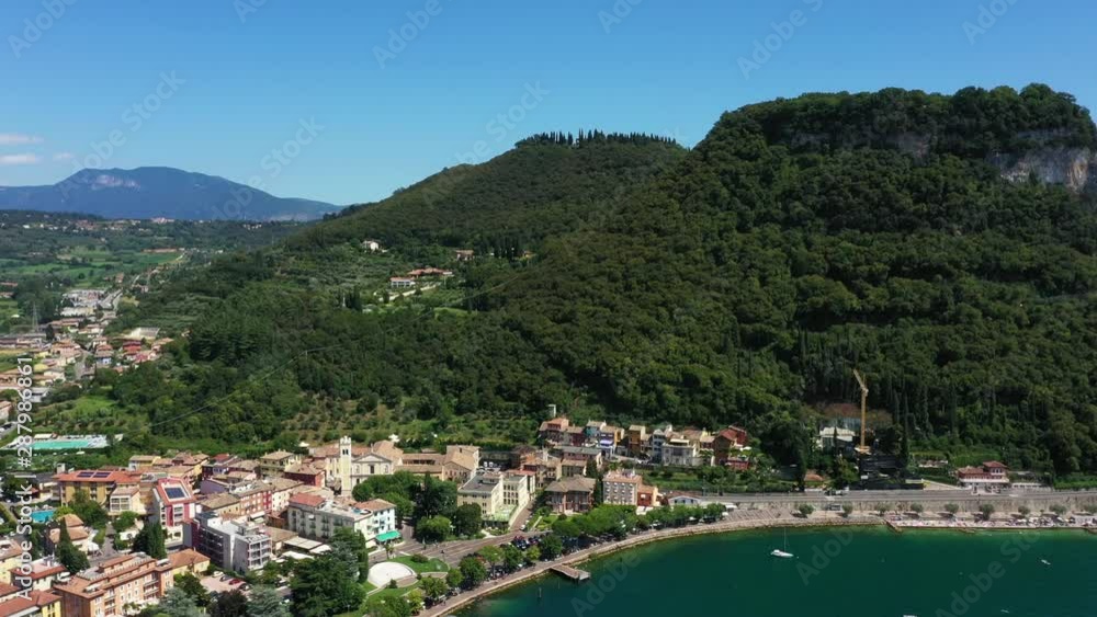 Panoramic view of the resort town of Garda the north of Italy. Aerial video with drone. Rocca Del Garda. Panoramic view of the resort town of Garda the north of Italy. Aerial video with drone. Rocca Del Garda.