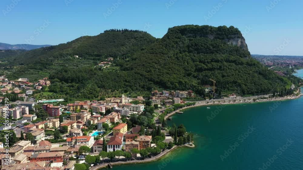 Panoramic view of the resort town of Garda the north of Italy. Aerial video with drone. Rocca Del Garda. Panoramic view of the resort town of Garda the north of Italy. Aerial video with drone. Rocca Del Garda.