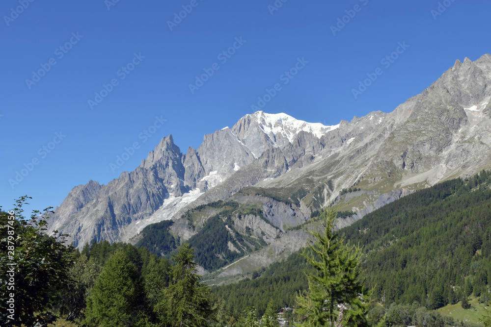 Il Monte Bianco visto dalla val Ferret.