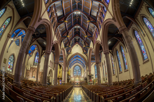 Nave and interior of the historic St. Paul s Episcopal Cathedral of Buffalo  New York