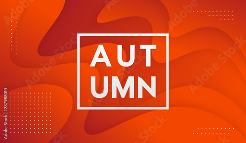 Trendy autumn banner with orange gradient liquid background vector design.