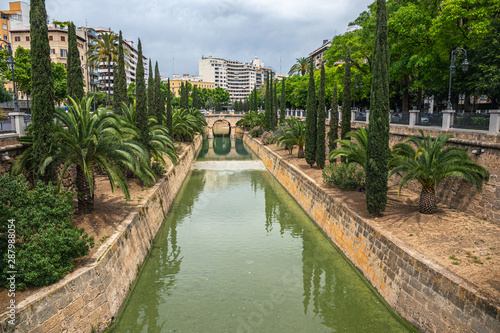 Historic canal in Palma de Majorca city center, Balearic Islands