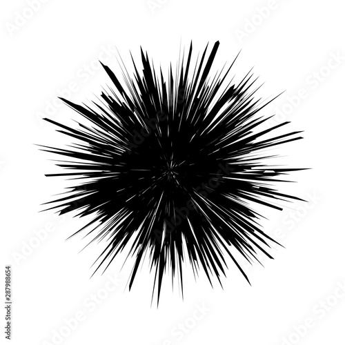 Isolated black crack vector design. Dark hole at white background wall. Explosion sign.
