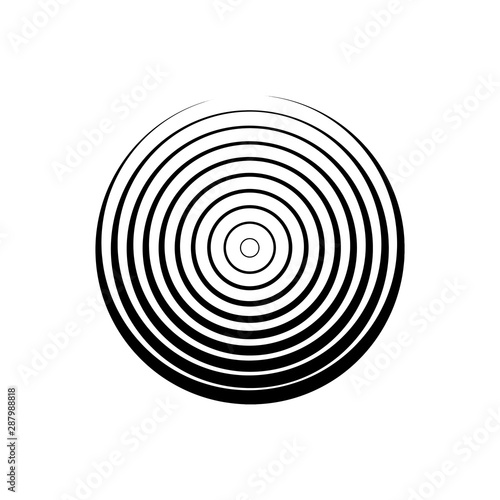 Modern circle geometric shape. Monochrome vinyl record icon retro design.