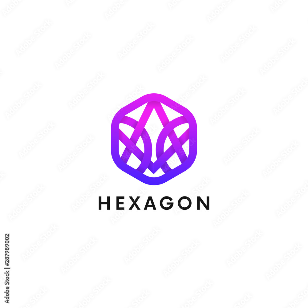 Simple hexagon linear logo icon. Company geometric trendy sign. Simple hexagon linear logo icon. Company geometric trendy sign.