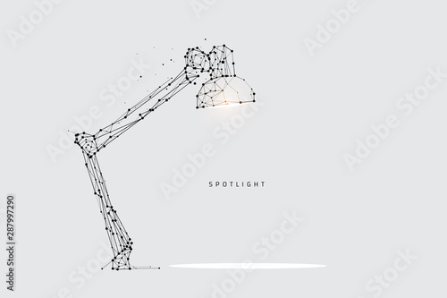 The particles, geometric art, line and dot of lamp lighting.