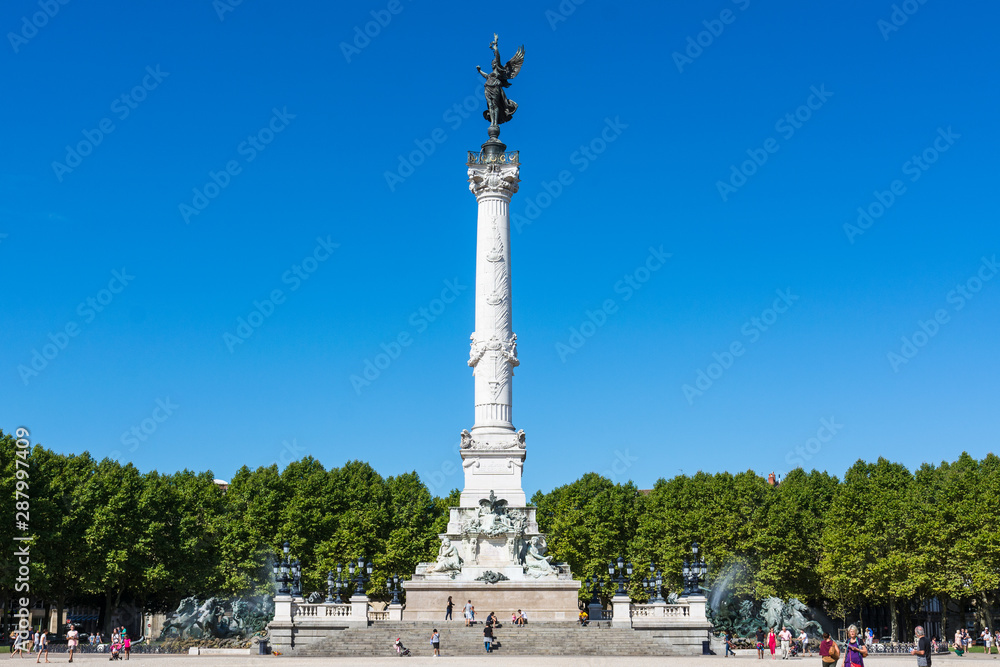 Girondins monument on the Place des Quinconces square in the city center of Bordeaux in France