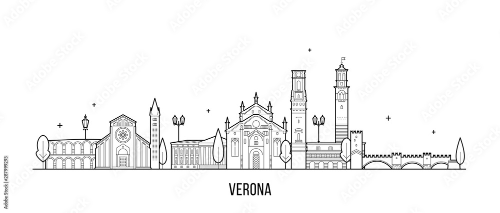 Obraz premium Werona panoramę miasta Włochy z wektorem budynków