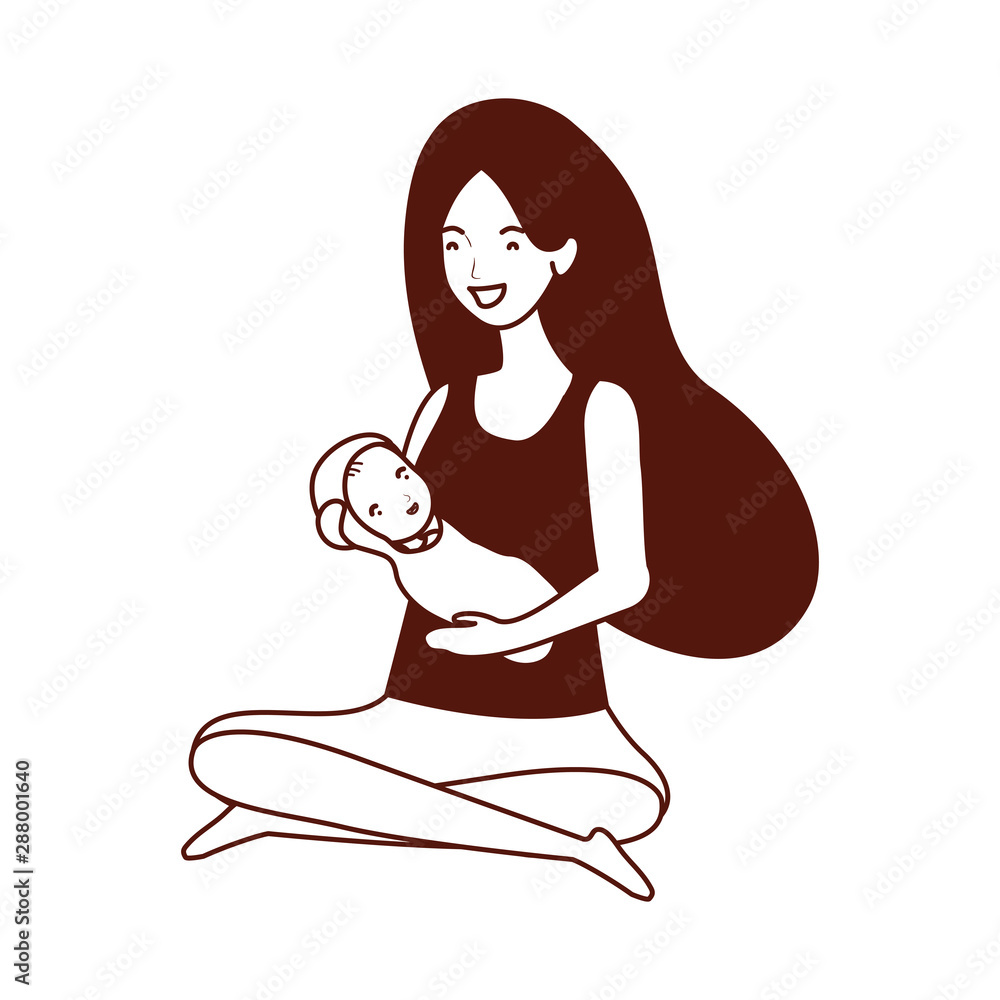 cute pregnancy mother seated lifting little baby characters cute pregnancy mother seated lifting little baby characters