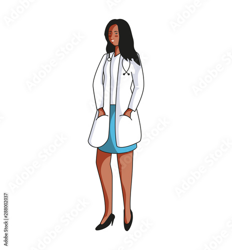 afro woman doctor worker character