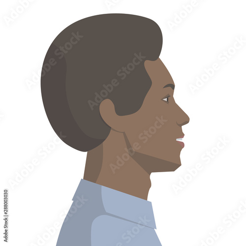 Side view of a face of a handsome man colored vector illustration