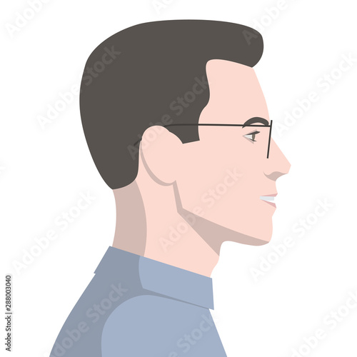 Side view of a face of a handsome man colored vector illustration