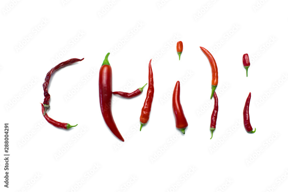 inscription chili peppers on a white background inscription chili peppers on a white background
