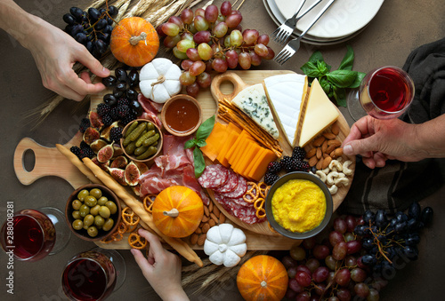 Photography Fall party charcuterie board, view from above