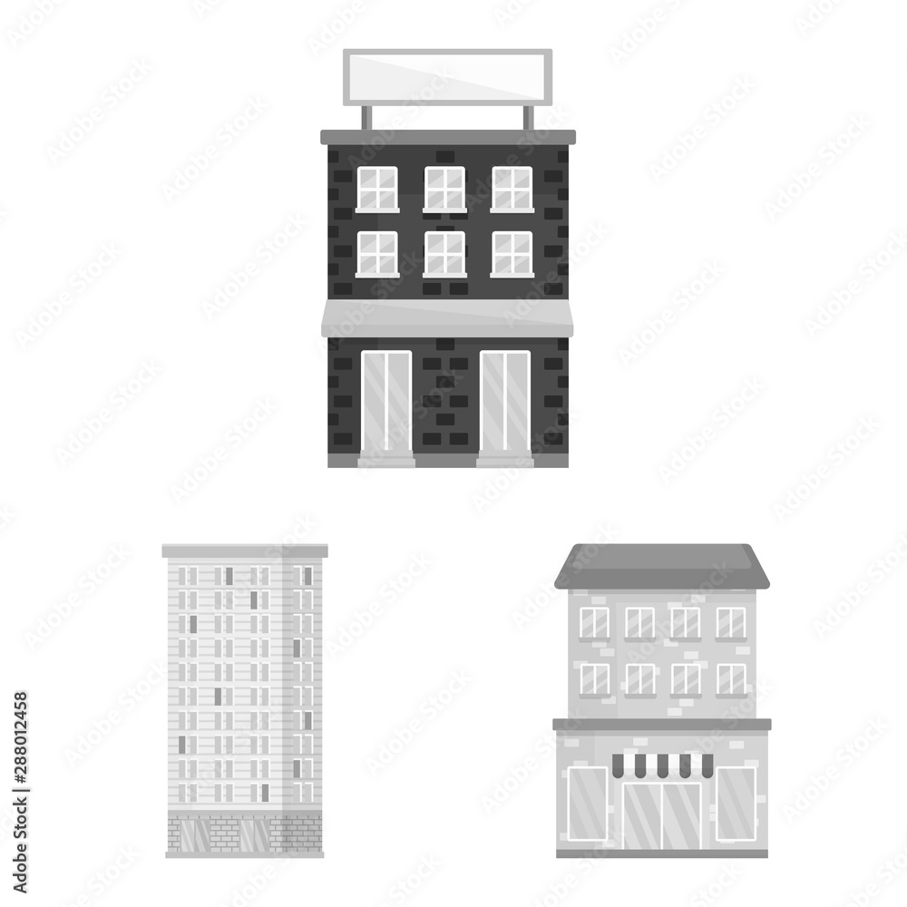 Isolated object of construction and city symbol. Collection of construction and center vector icon for stock.