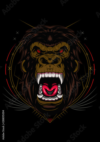 Angry gorilla head - Vector. gorilla logo icon vector. Head of a gorilla with angry face