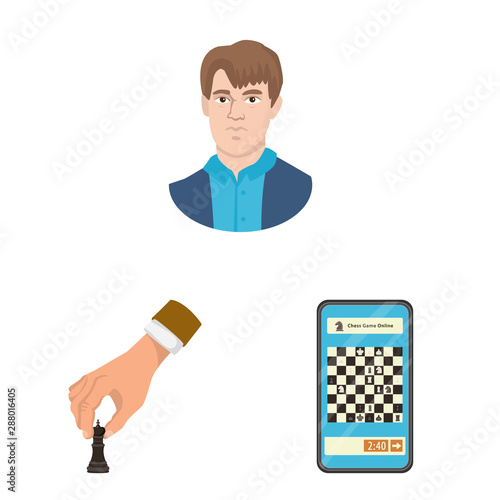 Vector design of chess and game icon. Collection of chess and strategy stock vector illustration.