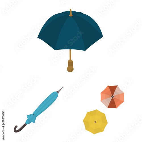 Vector design of umbrella and rain icon. Set of umbrella and weather stock symbol for web.