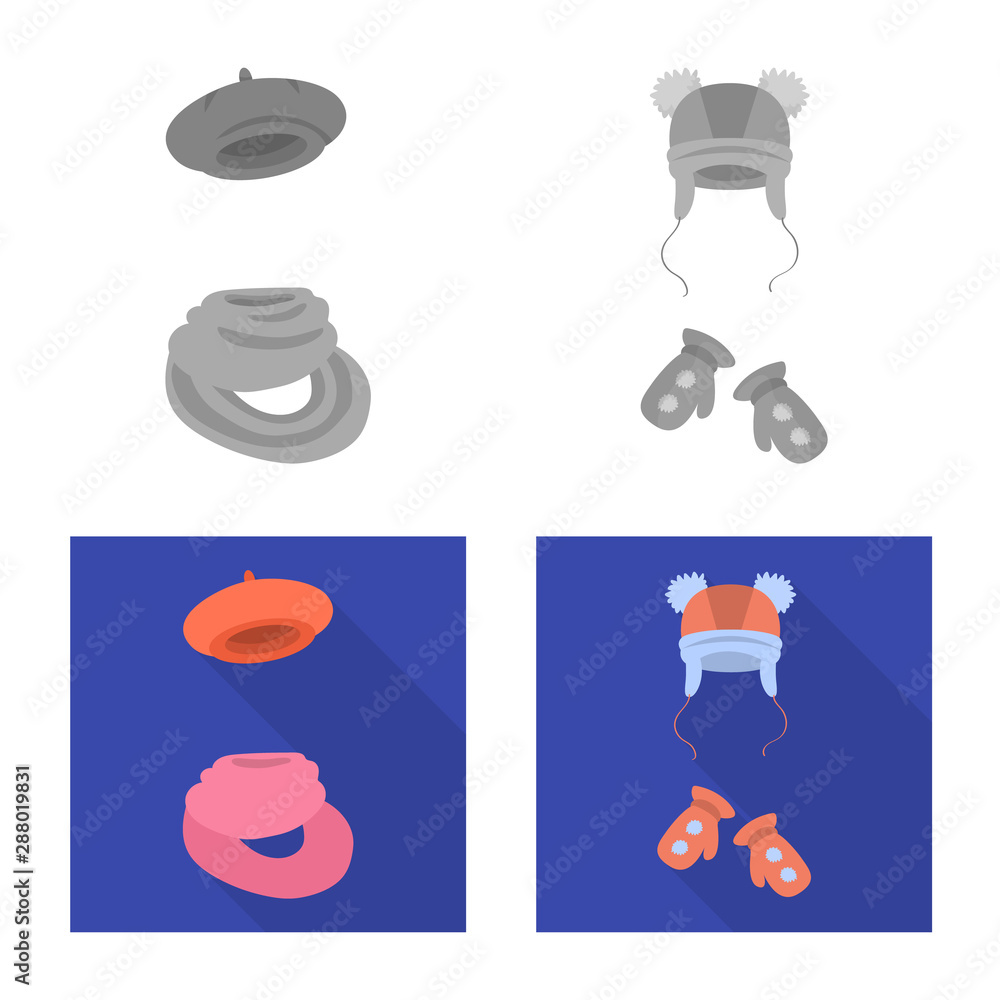 Obraz premium Vector design of clothes and texture icon. Collection of clothes and weather stock symbol for web.