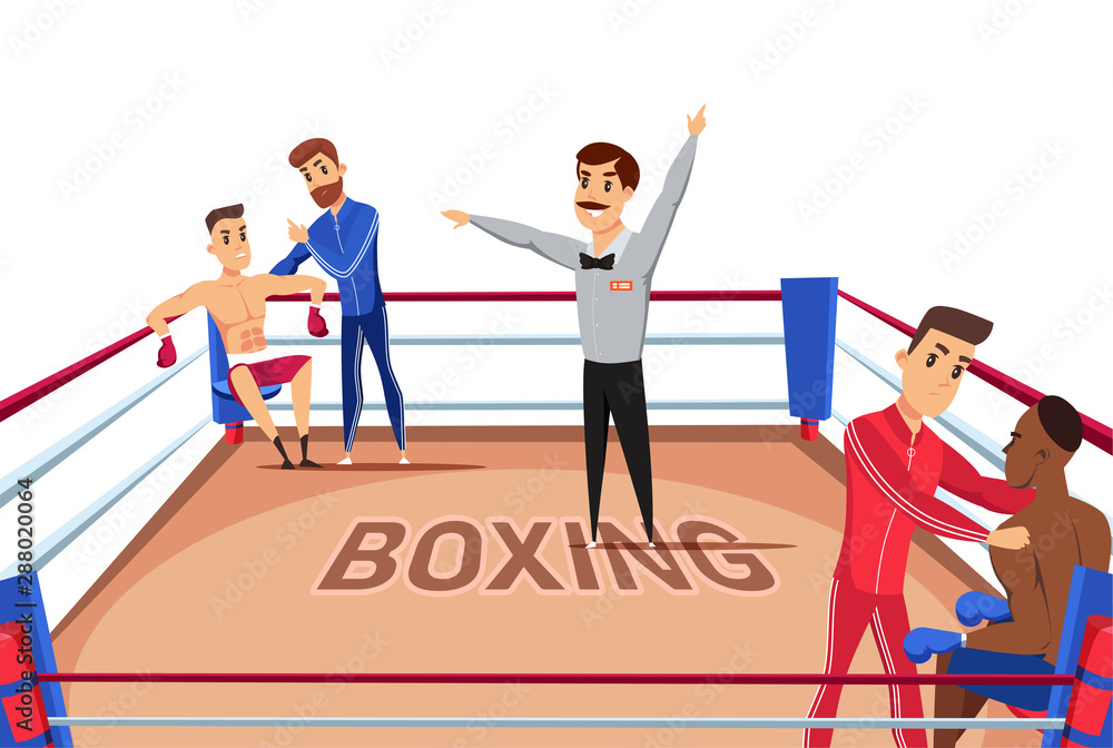 Professional boxing match flat vector illustration Professional boxing match flat vector illustration