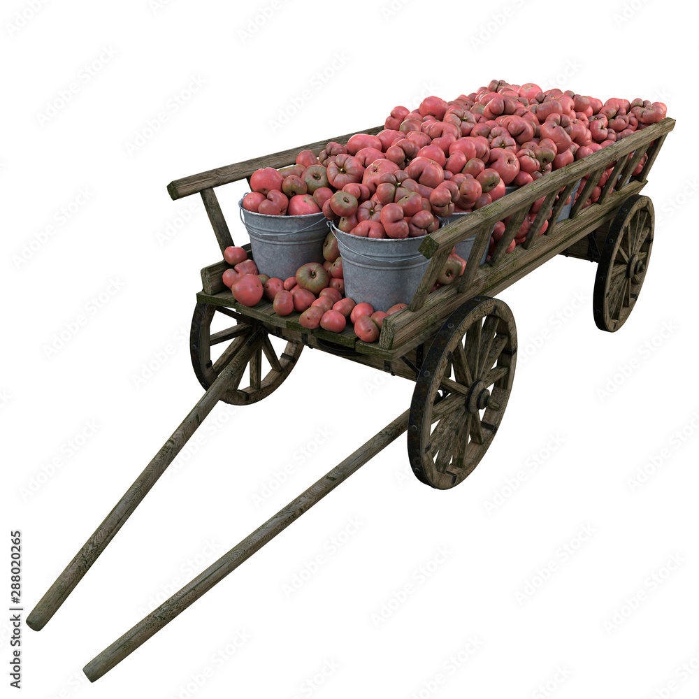 Ripe tomatoes in a wooden cart