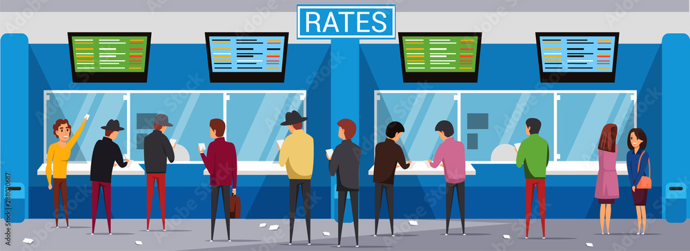 Foto Bookmakers office flat vector illustration