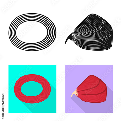 Vector design of fiber and muscular logo. Set of fiber and body stock symbol for web.
