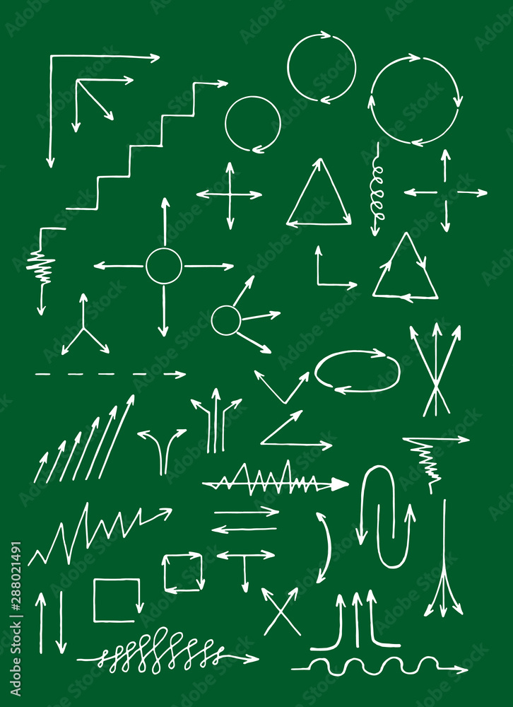 Arrows set isolated on green Arrows set isolated on green