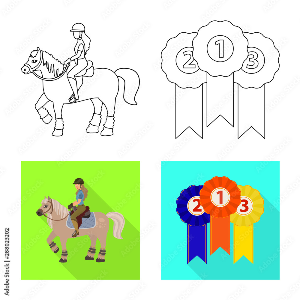 Fototapeta premium Vector illustration of equipment and riding icon. Set of equipment and competition stock vector illustration.