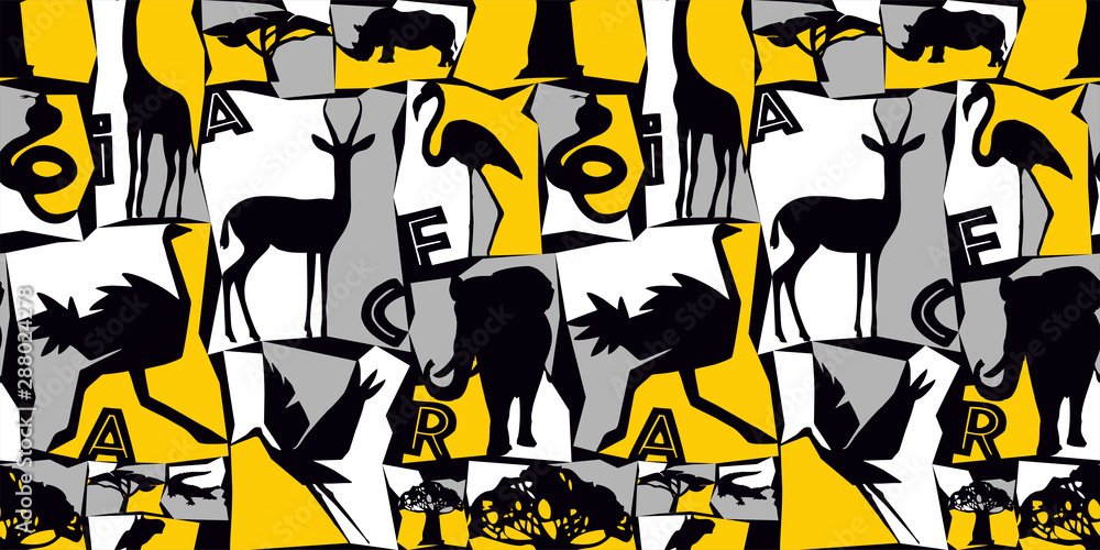 Animals hand drawn. Vector seamless pattern. Safari background. Wrapping paper . wallpaper designe. textile print. Animals hand drawn. Vector seamless pattern. Safari background. Wrapping paper . wallpaper designe. textile print.