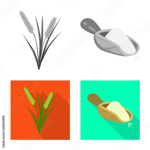 Vector design of crop and ecological symbol. Set of crop and cooking stock vector illustration.