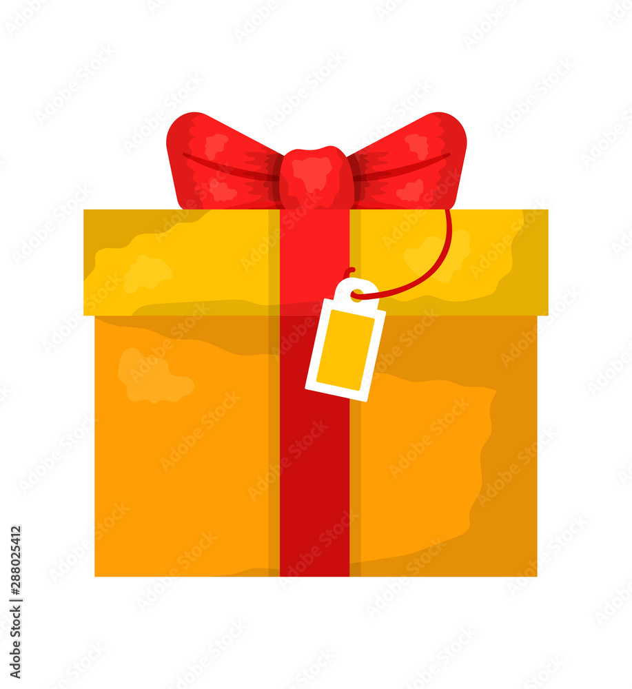 Gift box with bow flat vector illustration Gift box with bow flat vector illustration
