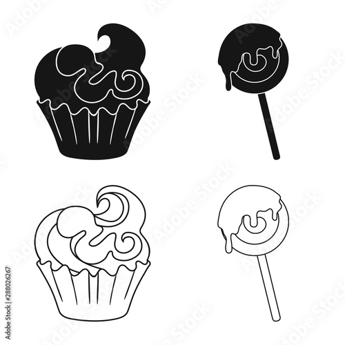 Vector illustration of confectionery and culinary logo. Set of confectionery and product stock vector illustration.