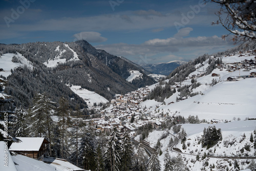 Santa Christina in Winter, beautiful winter Landscape of a Alpine Town in Val Gardena, South Tyrol © Rabanser