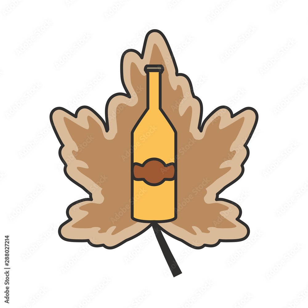 bottle beer and leaf oktoberfest festival icon bottle beer and leaf oktoberfest festival icon