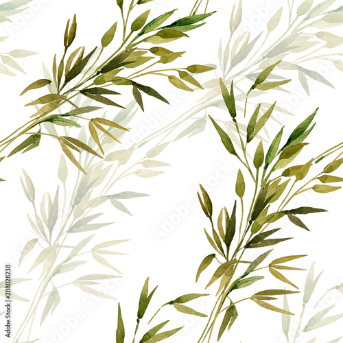 Fototapeta Naklejka Na Ścianę i Meble -  Watercolor wheat ears seamless pattern.Image of ears of wheat on a white and colored background.