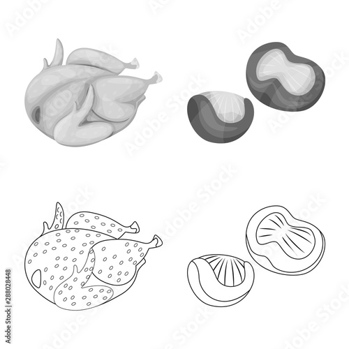 Vector illustration of product and poultry symbol. Collection of product and agriculture stock vector illustration.