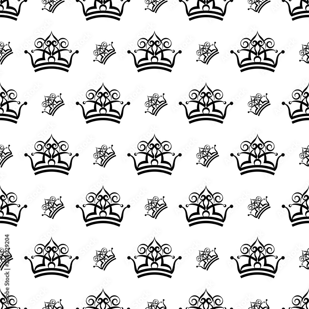 Crown Icon Seamless Pattern, Crown