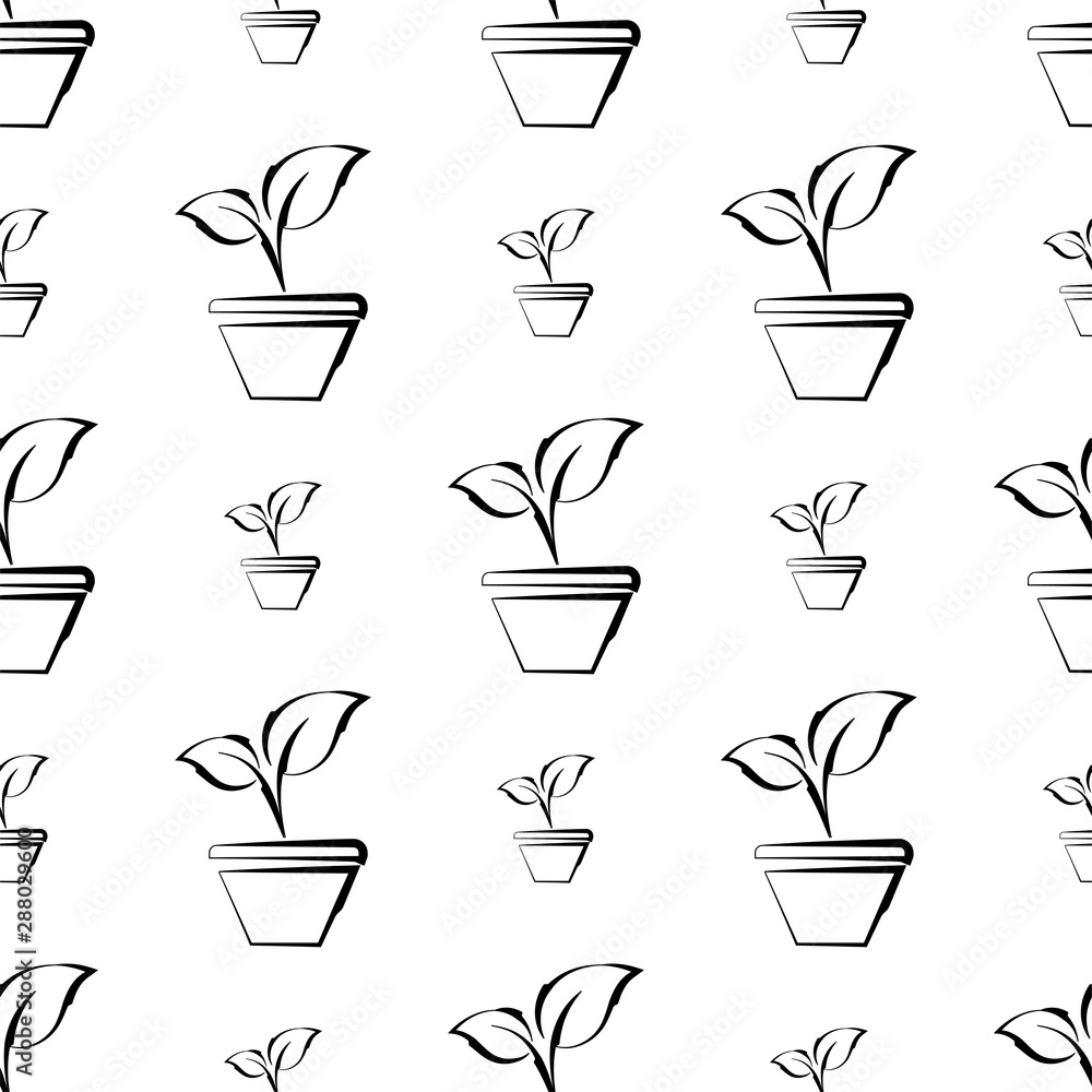 Plant Pot Icon Seamless Pattern Plant Pot Icon Seamless Pattern