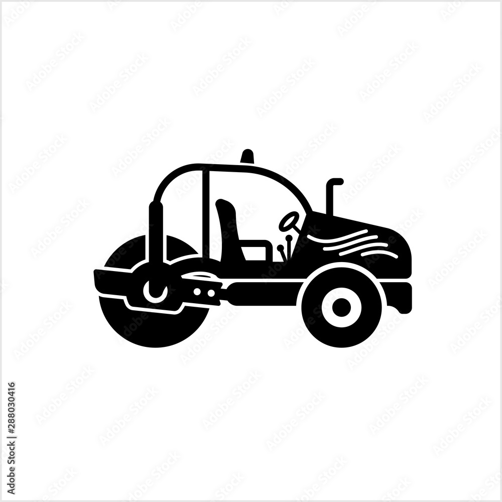 Road Roller Icon, Construction Vehicle Icon