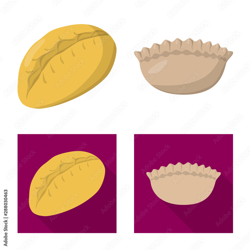 Vector design of products and cooking sign. Set of products and appetizer vector icon for stock.